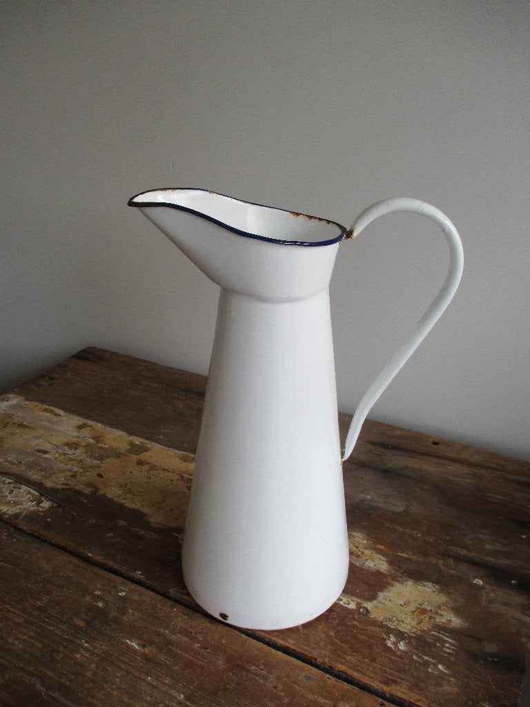 oude brocante witte lampetkan, Antiek en Kunst, Antiek | Emaille, Ophalen