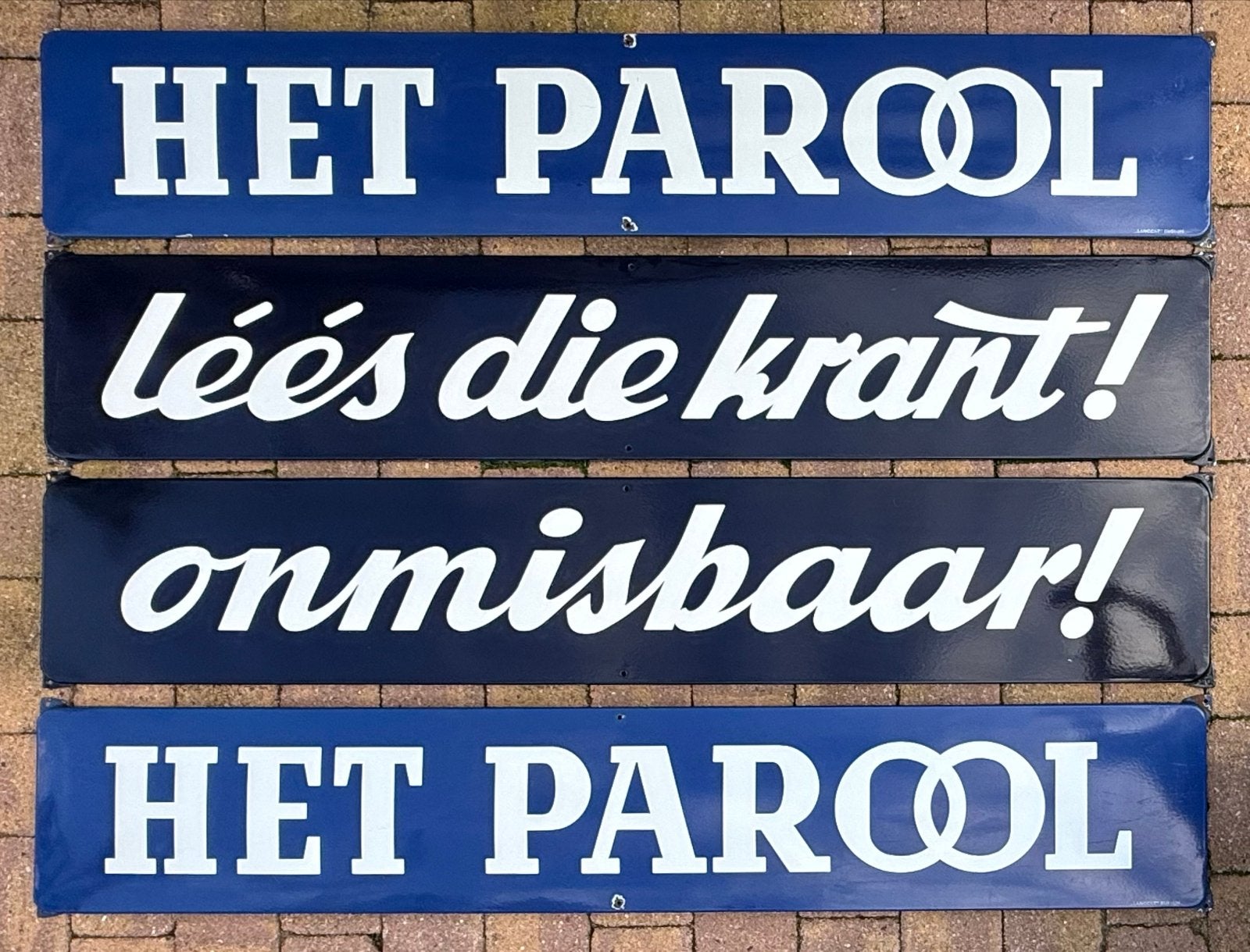 Emaille Reclameborden 'Het Parool' - 4 stuks, Ophalen, Reclamebord