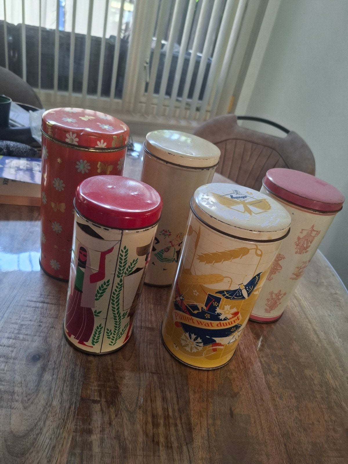 Set van 5 vintage blikken, Ophalen of Verzenden, Gebruikt, Beschuit, Overige merken