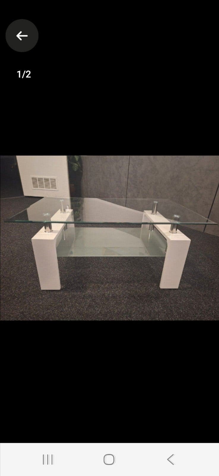 Glazen salontafel met wit onderstel, Ophalen, Gebruikt, Modern, Rechthoekig