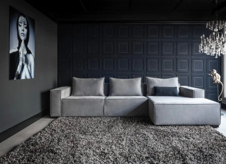 Lichtgrijze Hoekbank met Lounge - Zeer Goede Staat, Huis en Inrichting, Ophalen, Hoekbank, Zo goed als nieuw, Stof
