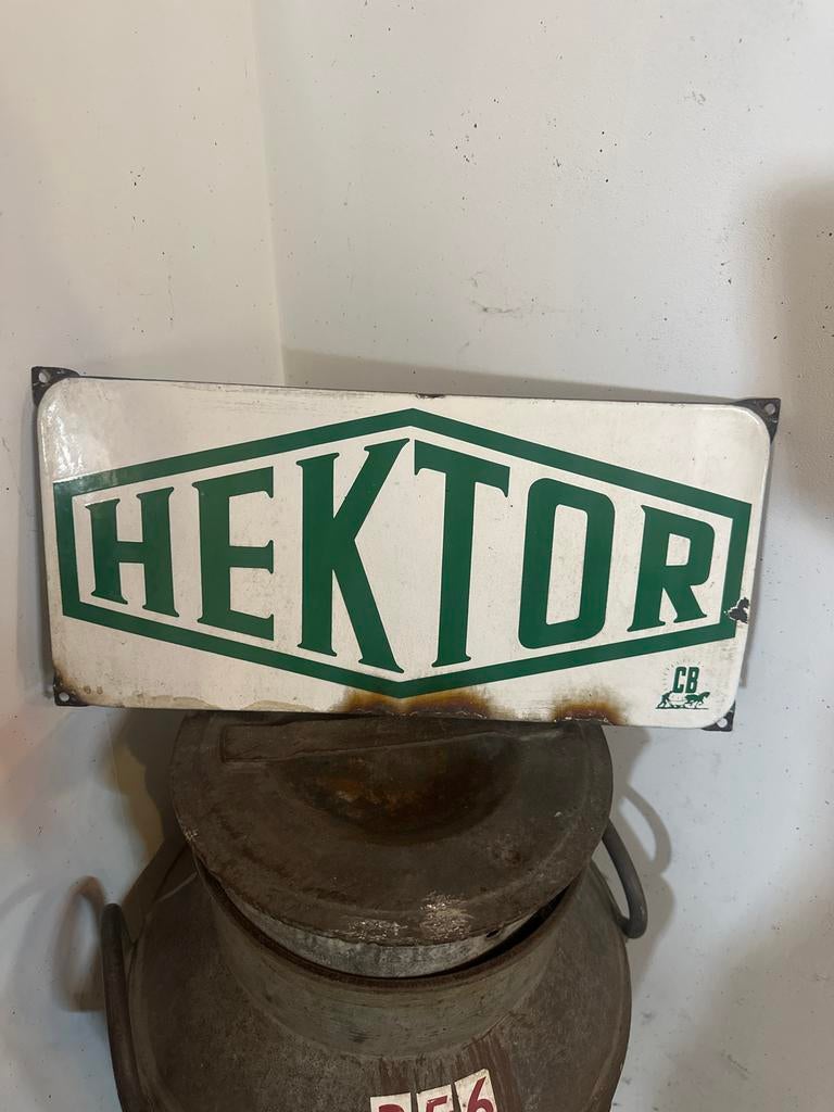 Vintage Hektor Melkmachine Emaille Bord, Ophalen of Verzenden