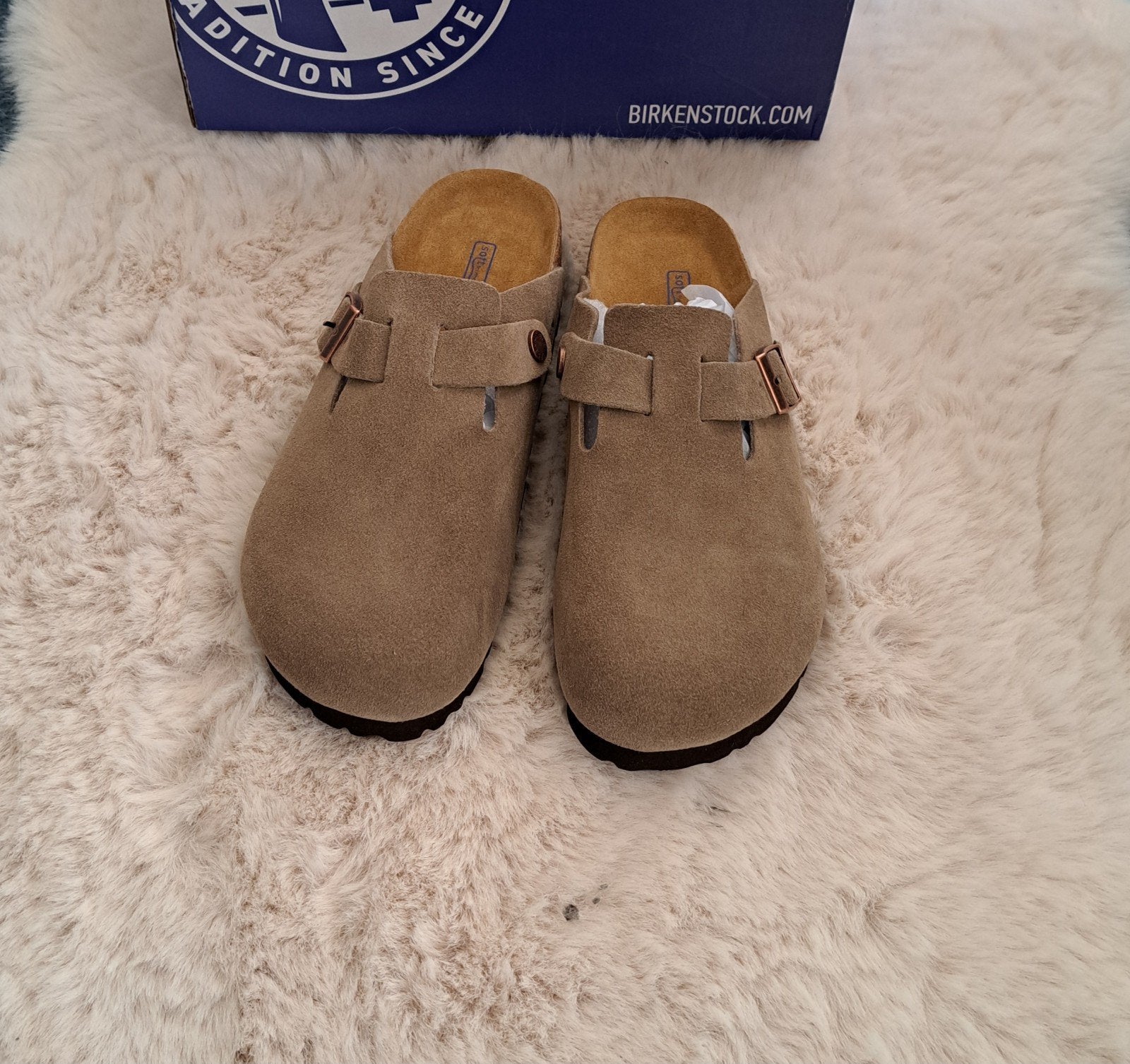 Birkenstock boston taupe , maat 39, Bruin, Verzenden, Nieuw, Sandalen of Muiltjes