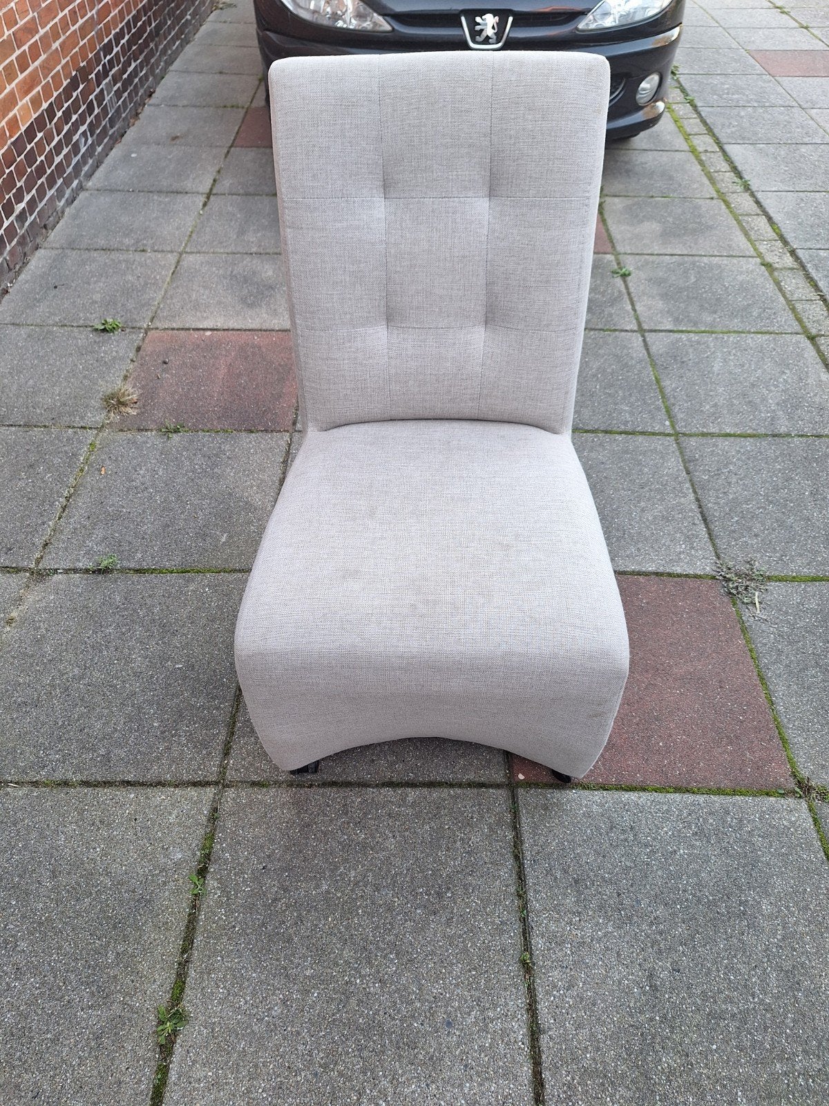6 eetkamerstoelen op wieltjes - Beige stof, Huis en Inrichting, Ophalen, Gebruikt, Overige kleuren, Stof