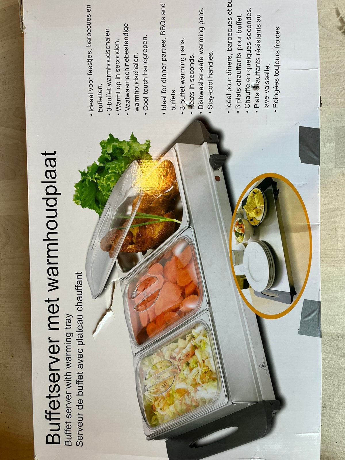 Buffet server met warmhoudplaat, Ophalen, Zo goed als nieuw