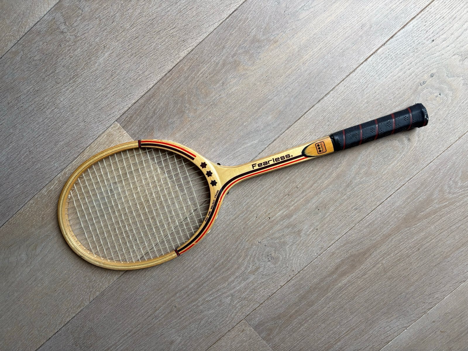 Vintage Rucanor Fearless Houten Tennisracket Jaren 70, Ophalen of Verzenden, Gebruikt, Racket, Overige merken