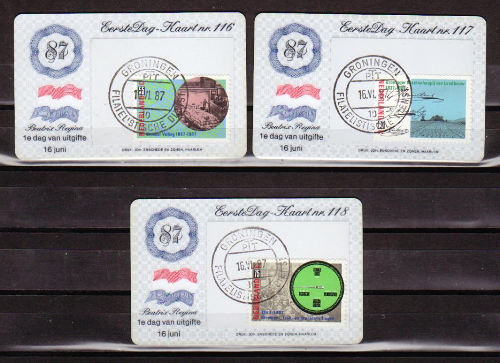 Nederland Eerste Dag Kaartjes EDK nr. 116-118, Postzegels en Munten, Postzegels | Eerstedagenveloppen, Ophalen of Verzenden, Onbeschreven