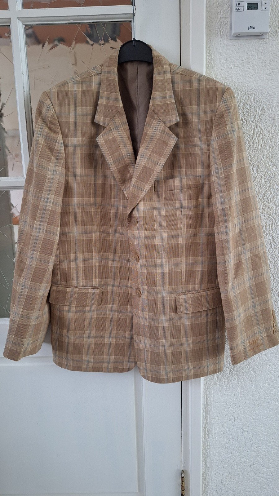 Heren Colbert - Beige Geruit Jasje, Onbekend, Beige, Overige maten, Ophalen of Verzenden