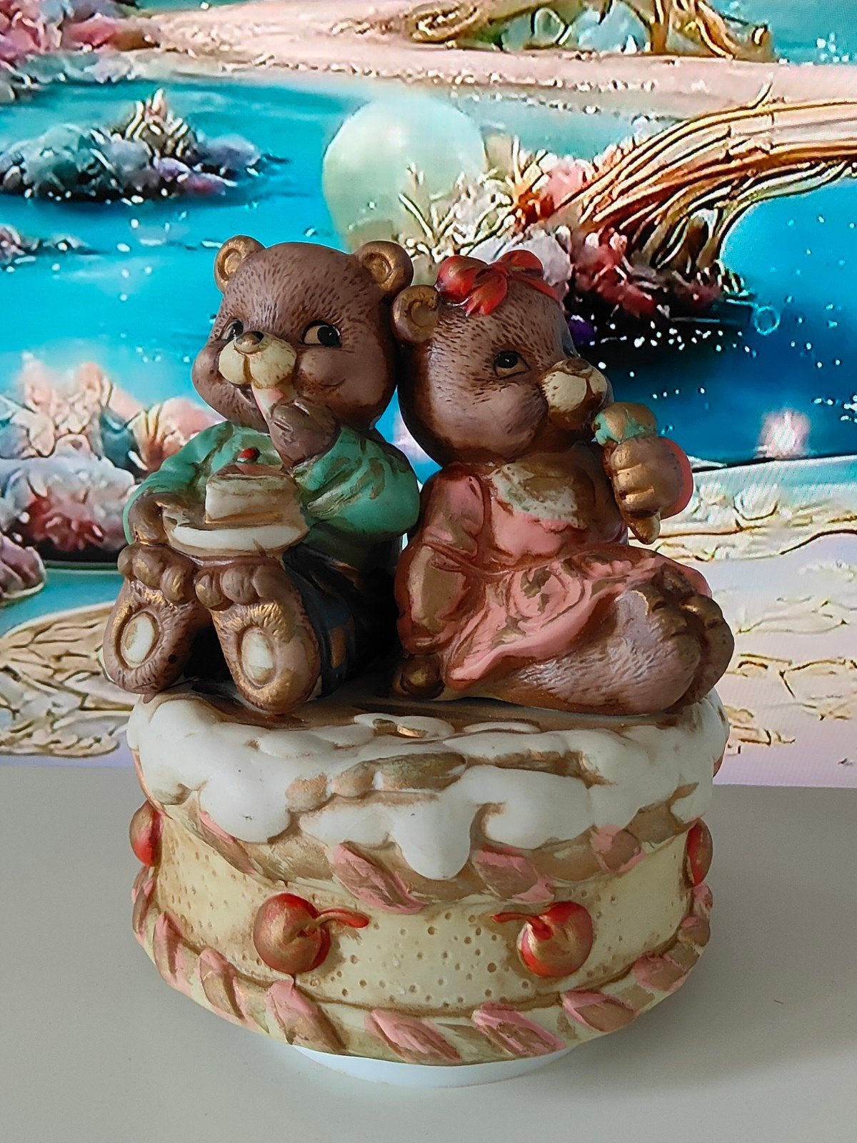 Decoratieve muziekdoos met beerfiguur, Ophalen of Verzenden