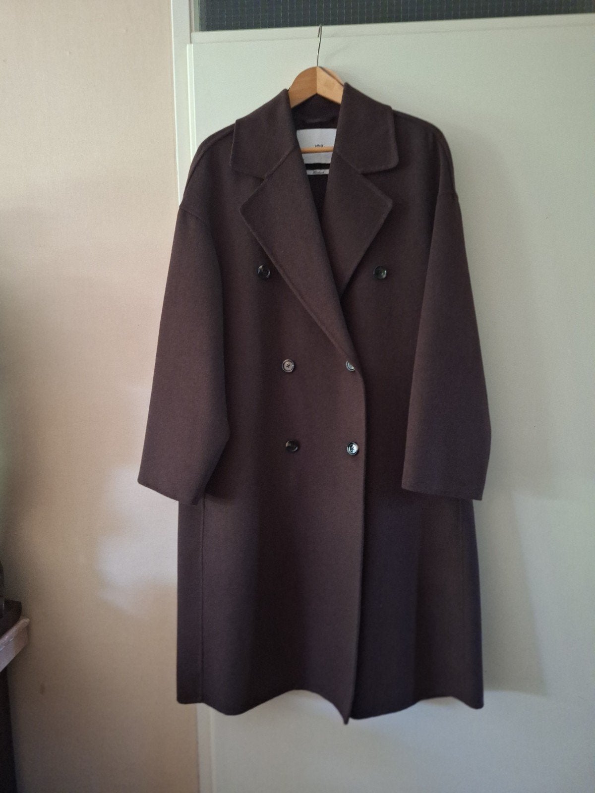 Wollen mantel chocolade bruin., Ophalen of Verzenden, Zo goed als nieuw, Maat 46/48 (XL) of groter, Bruin
