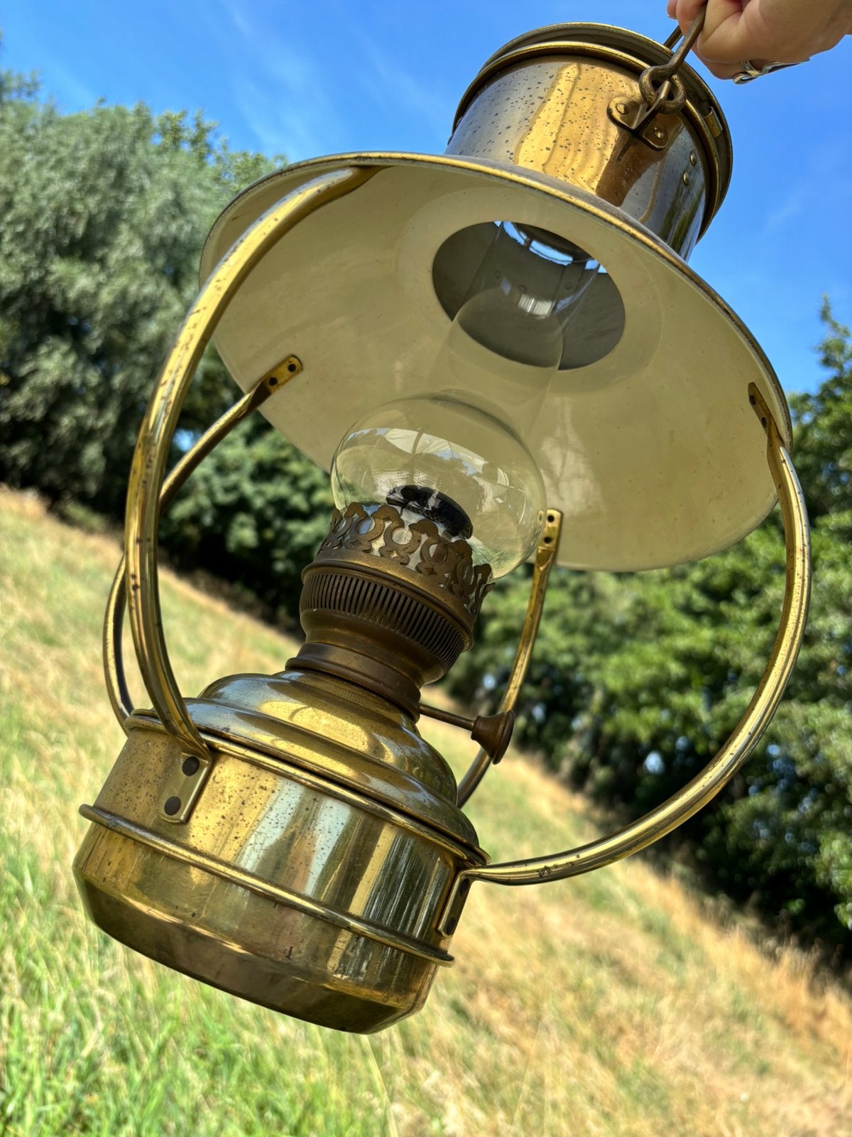 Klassieke scheepslamp van koper, olielamp, Ophalen