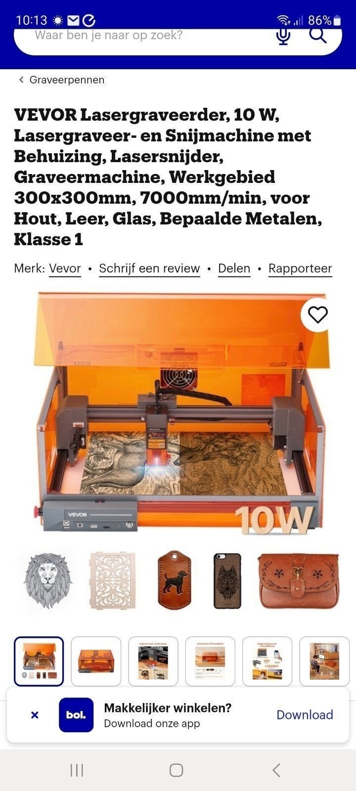 Vevor Lasergraveerder 10W, Ophalen