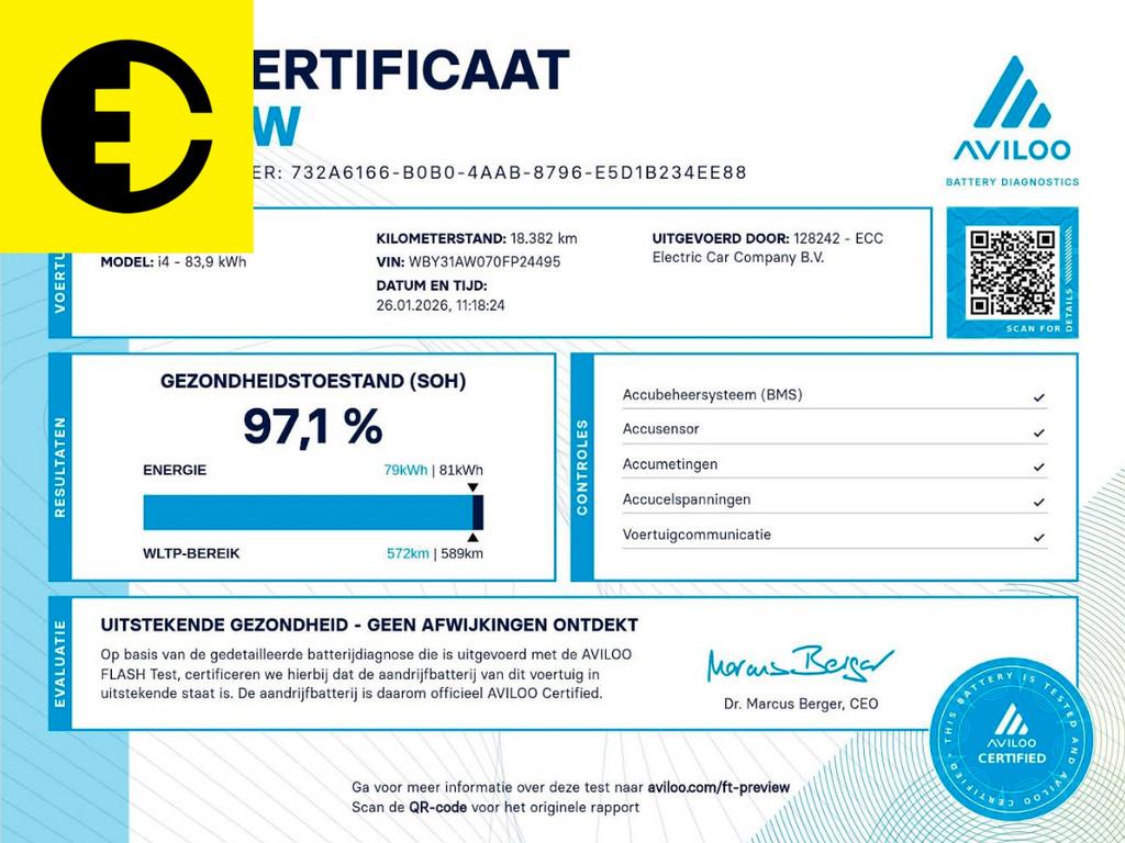 BMW i4 M50 High Executive 84 kWh | Stuurverwarming | 97,1% S, Gebruikt, Zwart, Zwart, 2190 kg