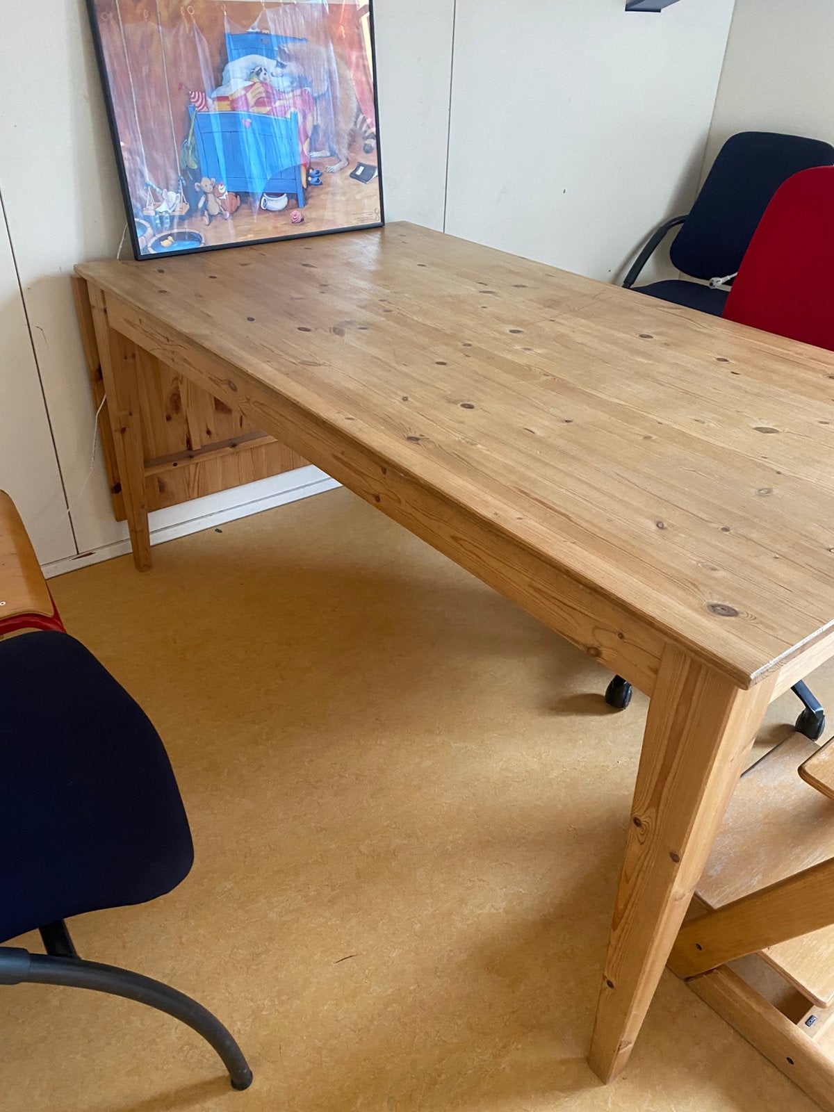 Houten tafel met bankjes vurenhout 2 sets, Huis en Inrichting, Bureaus, Ophalen, Gebruikt