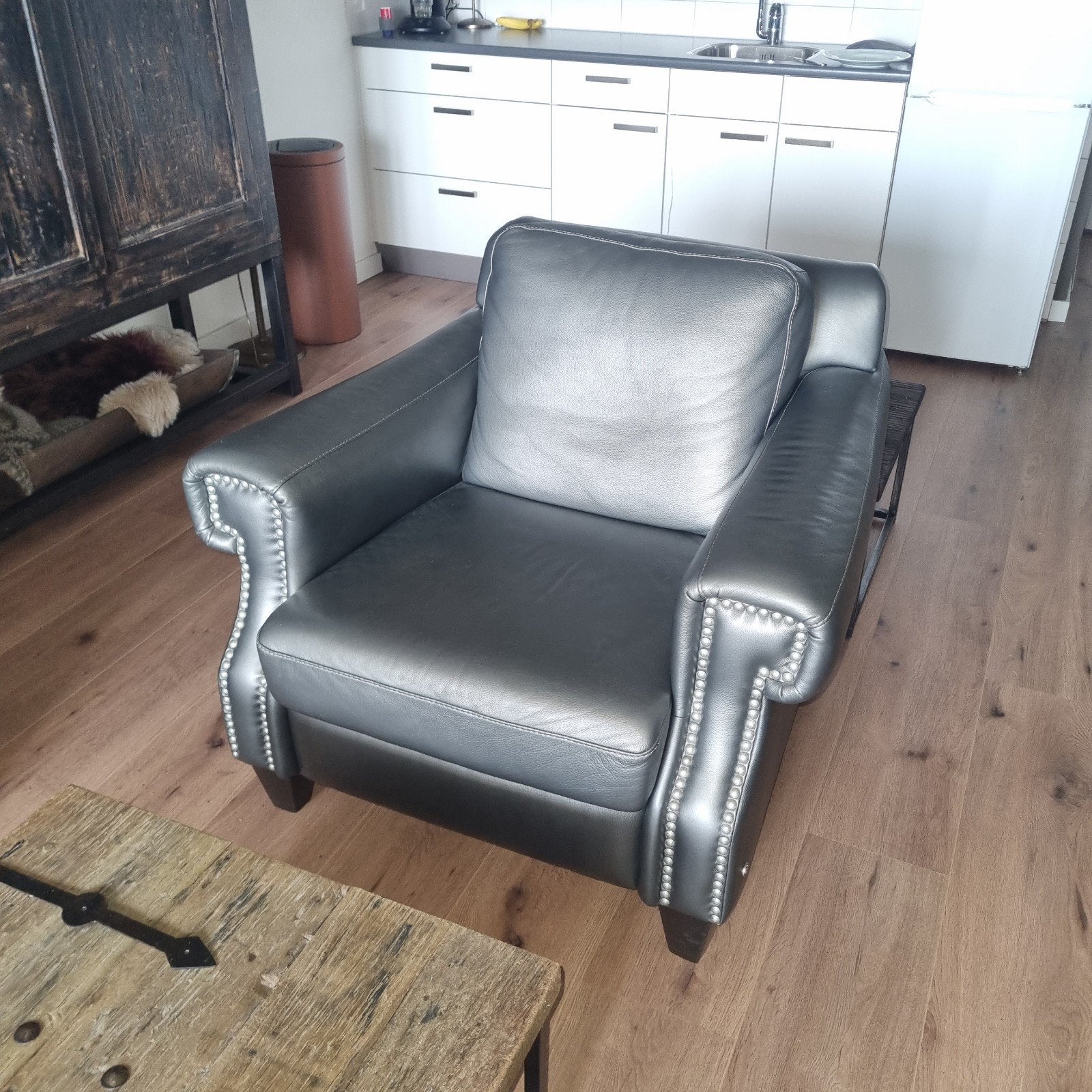 Buffel leren fauteuils van het merk Natuzzi chesterfield mod, Ophalen, Gebruikt, Twee, Klassiek, Robuust