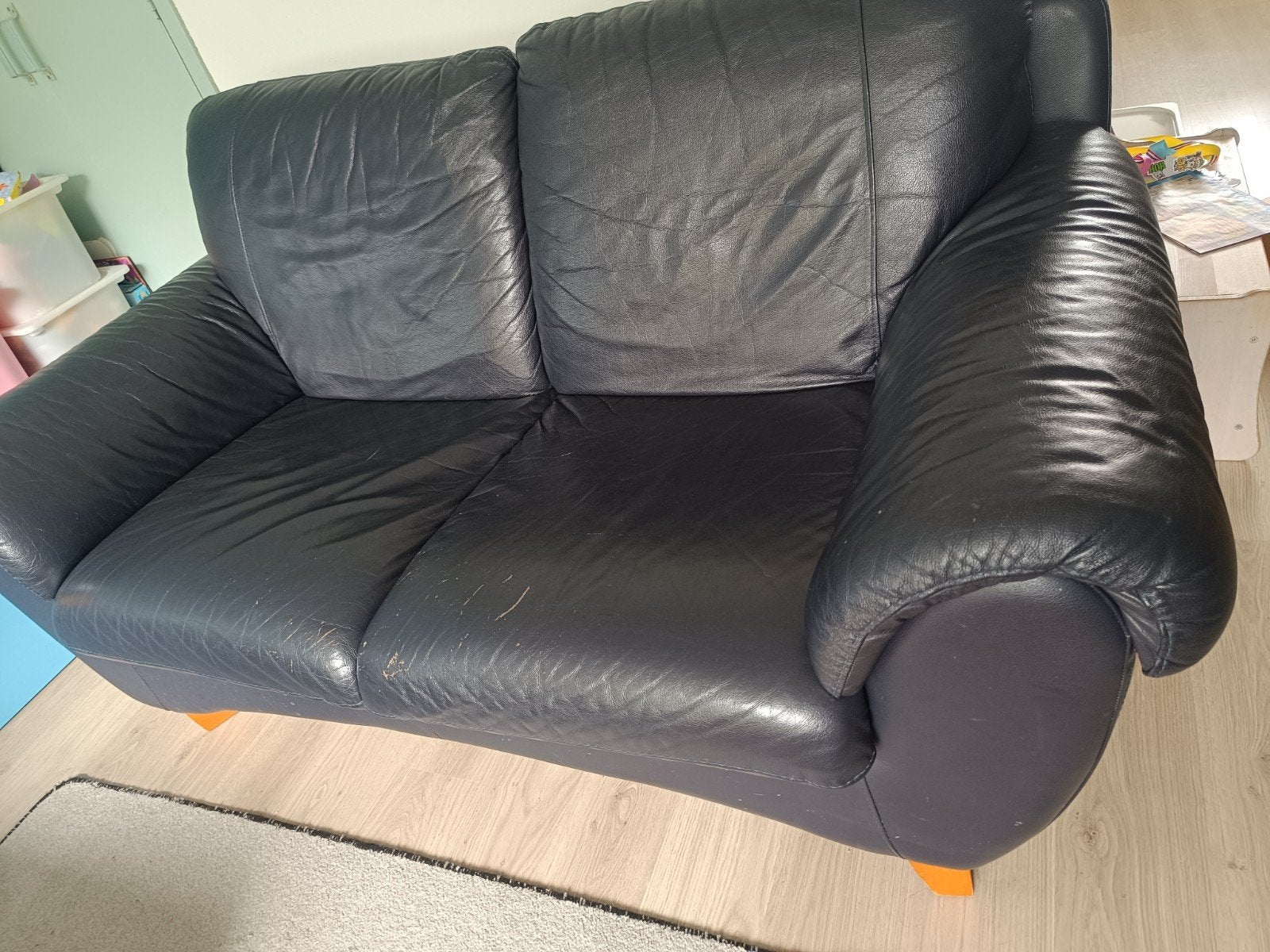 leren bankstel 2 persoons 170cm breed, Gebruikt, 150 tot 200 cm, Tweepersoons, Ophalen of Verzenden