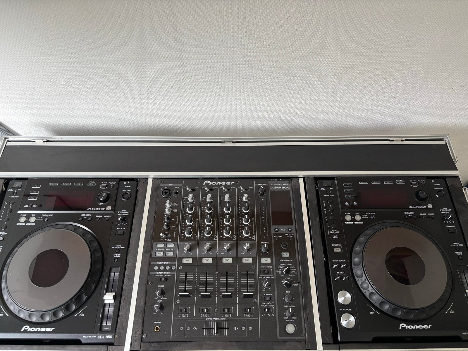 Pioneer DJ-set: 2x CDJ-850 & DJM-800 in flightcase, Ophalen, Gebruikt, Dj-set, Pioneer