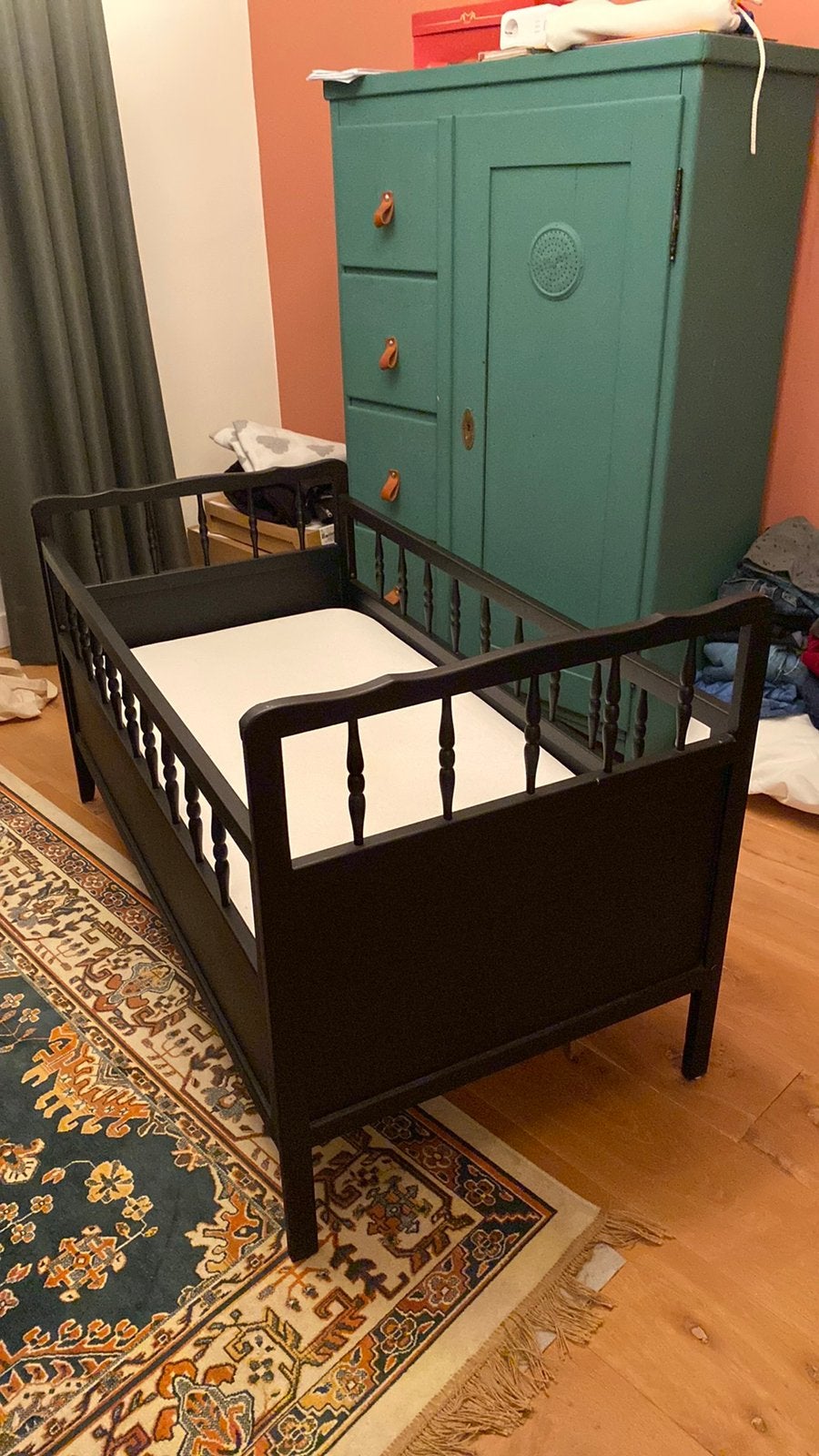 Ledikant 120x60, Ophalen, Zo goed als nieuw, Lattenbodem, Minder dan 140 cm