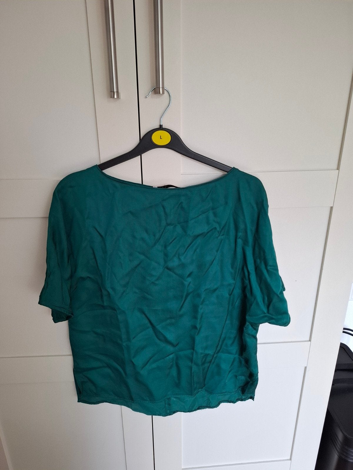 Studio Anneloes top maat S, donker groene glansstof, Kleding | Dames, T-shirts, Zo goed als nieuw, Maat 36 (S), Groen, Korte mouw