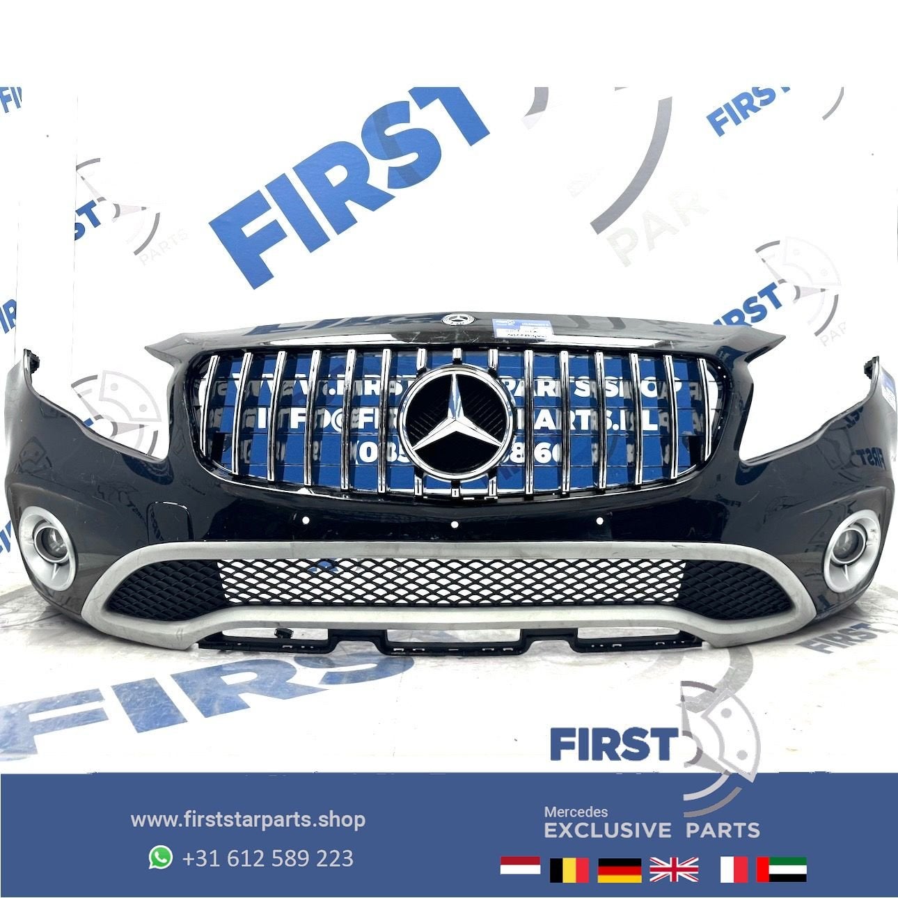 W156 BUMPER GLA COMPLEET X156 VOORBUMPER X156 ZWART WIT GRIJ, Gebruikt, -, Voor, Ophalen of Verzenden