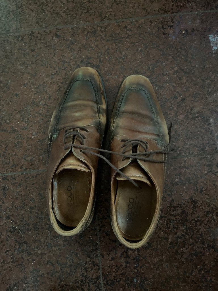 Herenschoenen leer maat 44, Ophalen, Ecco, Bruin, Gedragen