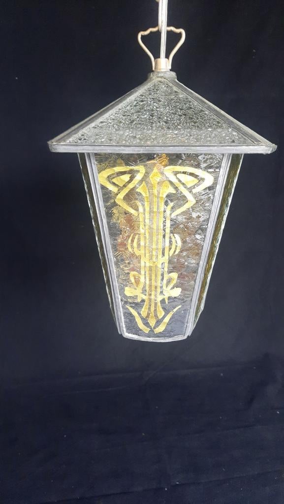 Aparte hanglamp glas in lood, lees de beschrijving, Huis en Inrichting, Lampen | Hanglampen, Ophalen of Verzenden, Zo goed als nieuw