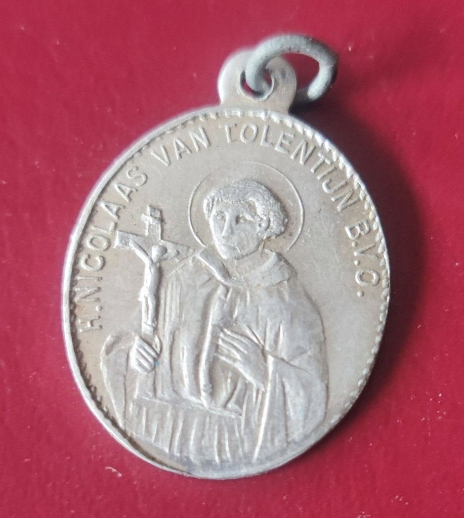 626 Medaille van de H. Nicolaas van Tolentijn, Ophalen of Verzenden, Zo goed als nieuw, Overige typen, Christendom | Katholiek