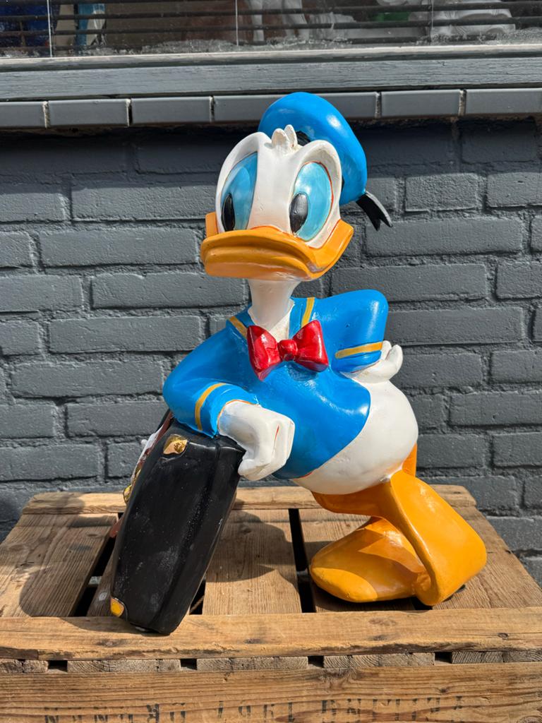 Grote Donald Duck Beeld met Koffer - Disney Figuur, Ophalen, Gebruikt, Beeldje of Figuurtje, .
