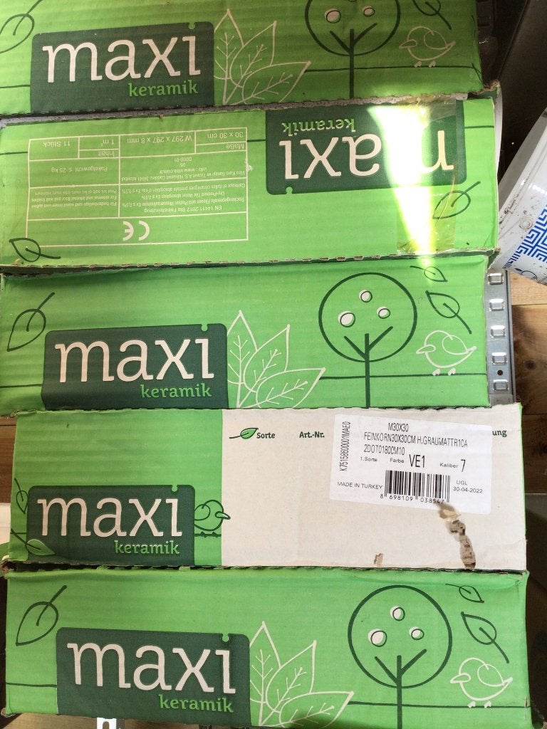 Maxi Keramik Vloertegels 30x30 cm Grijs (1 m² per doos), Doe-het-zelf en Verbouw, Ophalen, Keramiek, Nieuw, 20 tot 40 cm