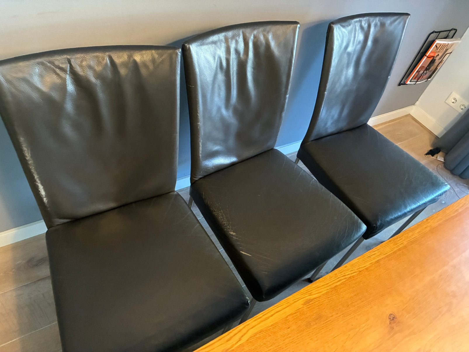 6 Bert Plantagie stoelen grijs, Ophalen, Gebruikt, Leer, Grijs
