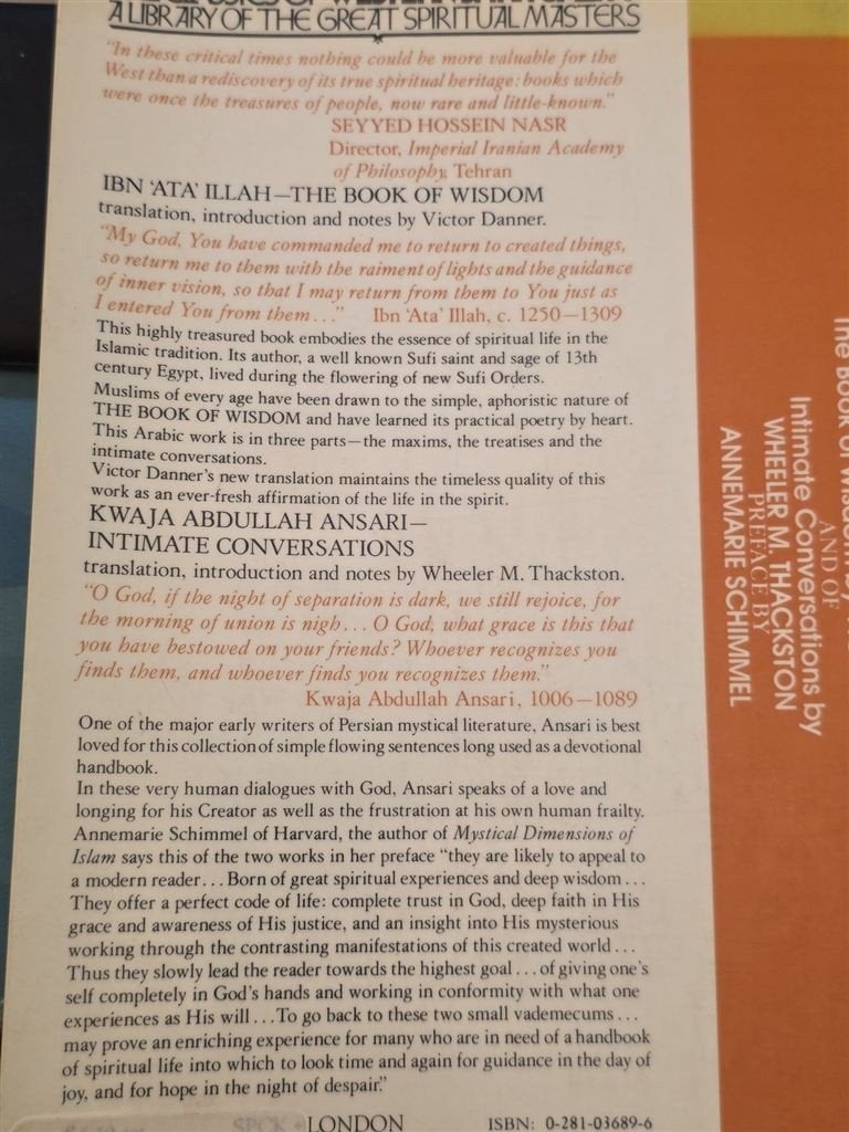The Book of Wisdom — Soefi Teksten Ibn Ataillah en Ansari, Ophalen of Verzenden, Gelezen, Overige onderwerpen, Achtergrond en Informatie