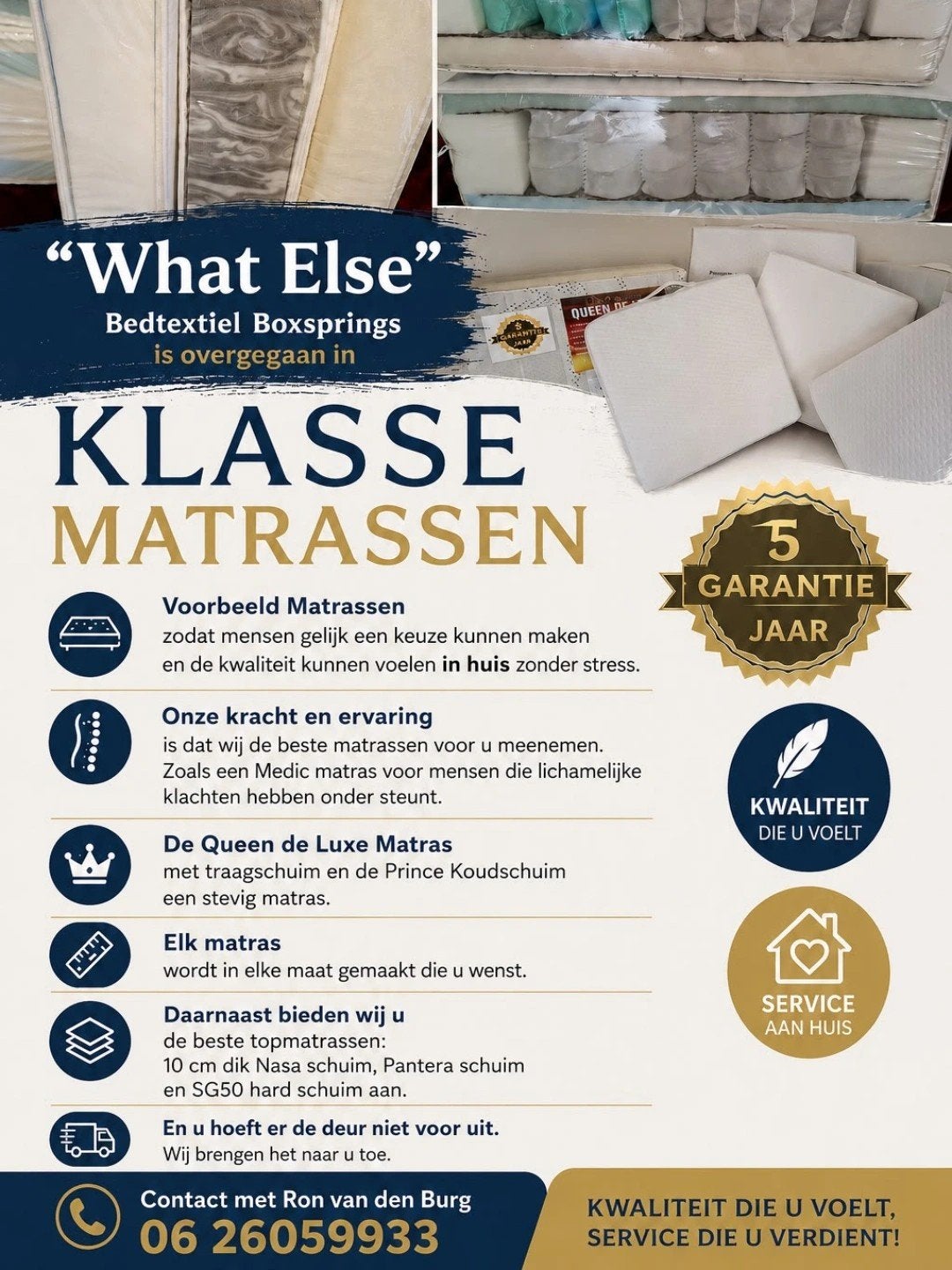 Klasse Matrassen: Kwaliteit & Service aan Huis, Ophalen of Verzenden, Overige maten, Matras, Overige maten