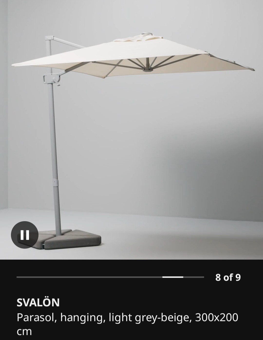 Zweefparasol Svalon vrijhangend + 4 voetstukken, Tuin en Terras, Parasols, Ophalen, Zweefparasol, Verstelbaar