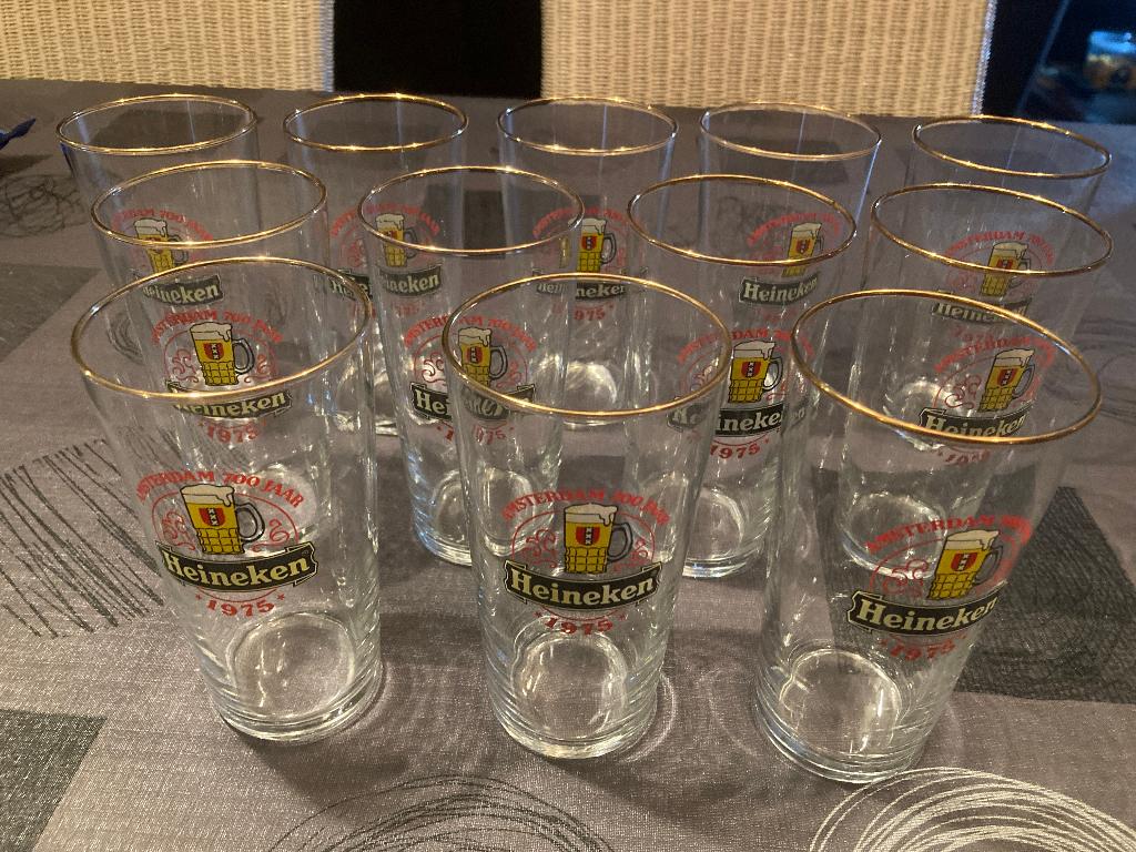 Vintage Heineken Glazen, Ophalen of Verzenden, Zo goed als nieuw, Glas of Glazen, Heineken