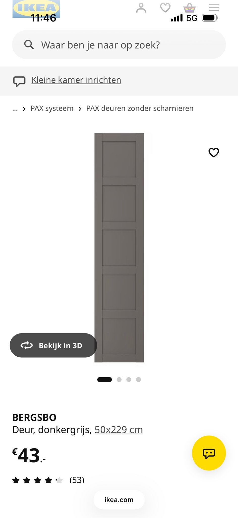 2 IKEA BERGSBO deuren, donkergrijs, 50x229 cm, nieuw in doos, Ophalen, 200 cm of meer, Nieuw, 50 tot 100 cm