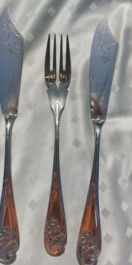 art nouveau vismes en visvork set, 5 stuks, Ophalen of Verzenden