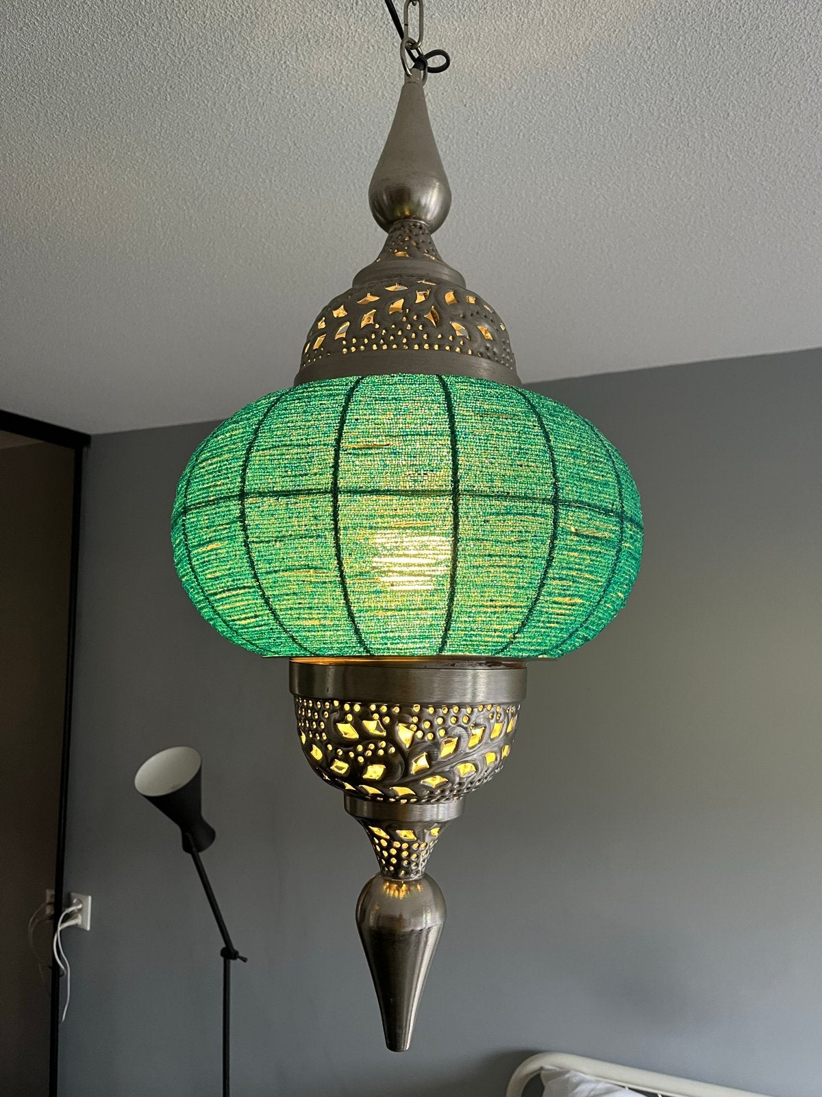 Oosterse hanglamp groen - Loods 5, Huis en Inrichting, Lampen | Hanglampen, Ophalen, Gebruikt, Metaal, 75 cm of meer