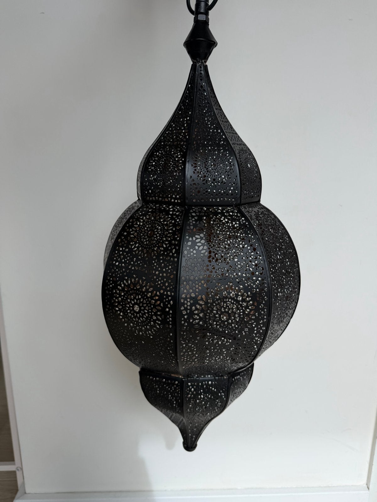 Marokkaanse / Oosterse hanglamp - Zwart metaal, E14 (klein), Ophalen of Verzenden, Zo goed als nieuw, Metaal