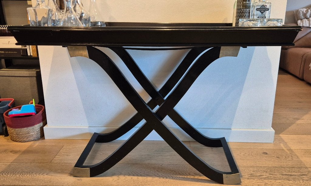 Massief houten sidetable - bartafel met afneembaar dienblad, Ophalen of Verzenden