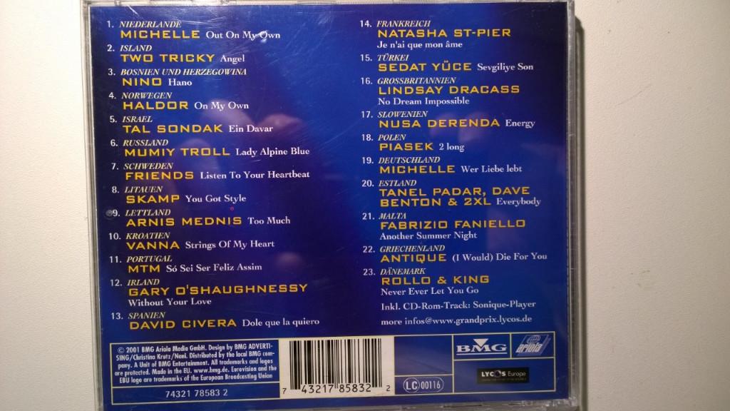 Eurovision Song Contest Kopenhagen 2001, Cd's en Dvd's, Ophalen of Verzenden, Zo goed als nieuw, Pop