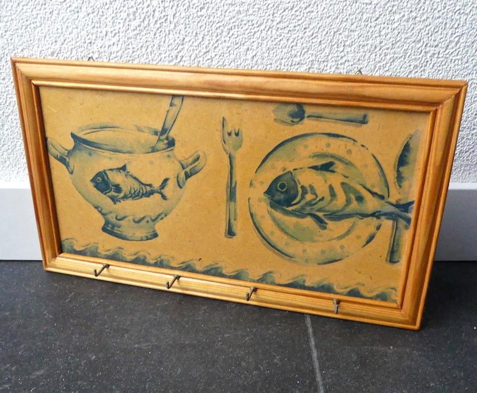 Sleutelbordje vis decor sleutelrekje rekje wandbordje keuken, Gebruikt, 19 cm, 35 cm, Hout