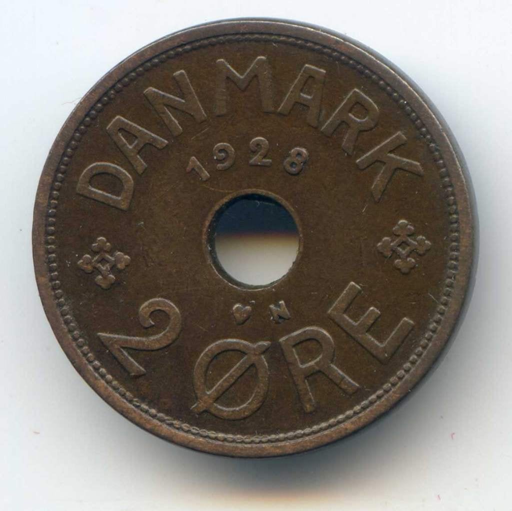Denemarken 2 Ore 1928, Ophalen of Verzenden, Overige landen