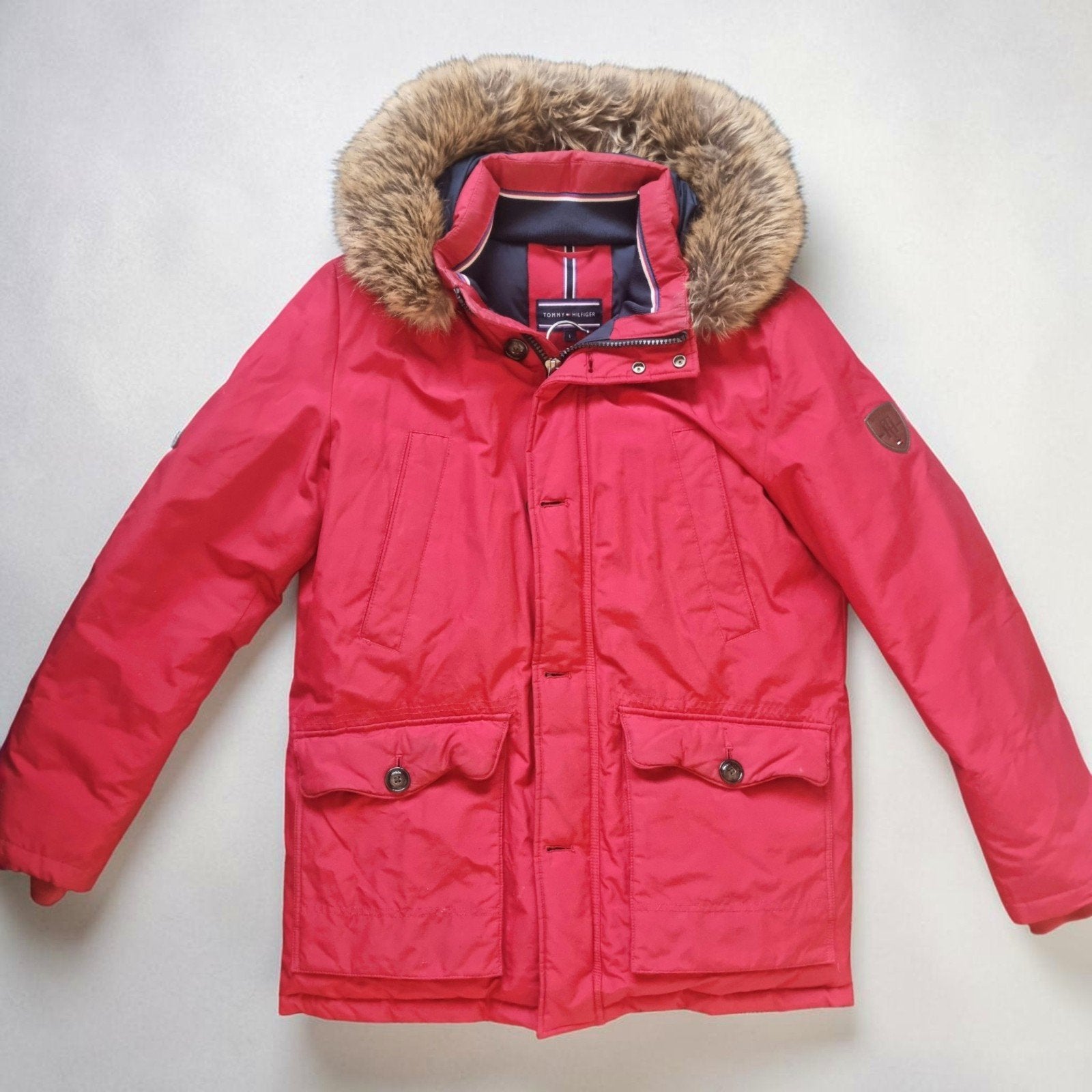 Tommy Hilfiger Winterjas met Bontkraag - Maat L, Kleding | Heren, Jassen | Winter, Maat 52/54 (L), Tommy Hilfiger, Ophalen of Verzenden