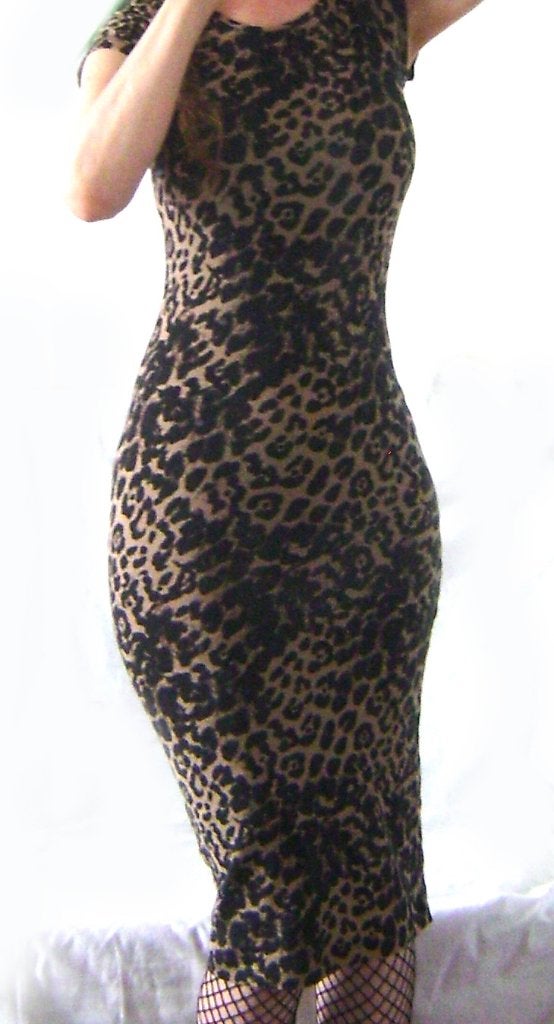 panther print jurk sexy gothic punk rock festival zomer, Panther punk rock, Zo goed als nieuw, Knielengte, Maat 34 (XS) of kleiner