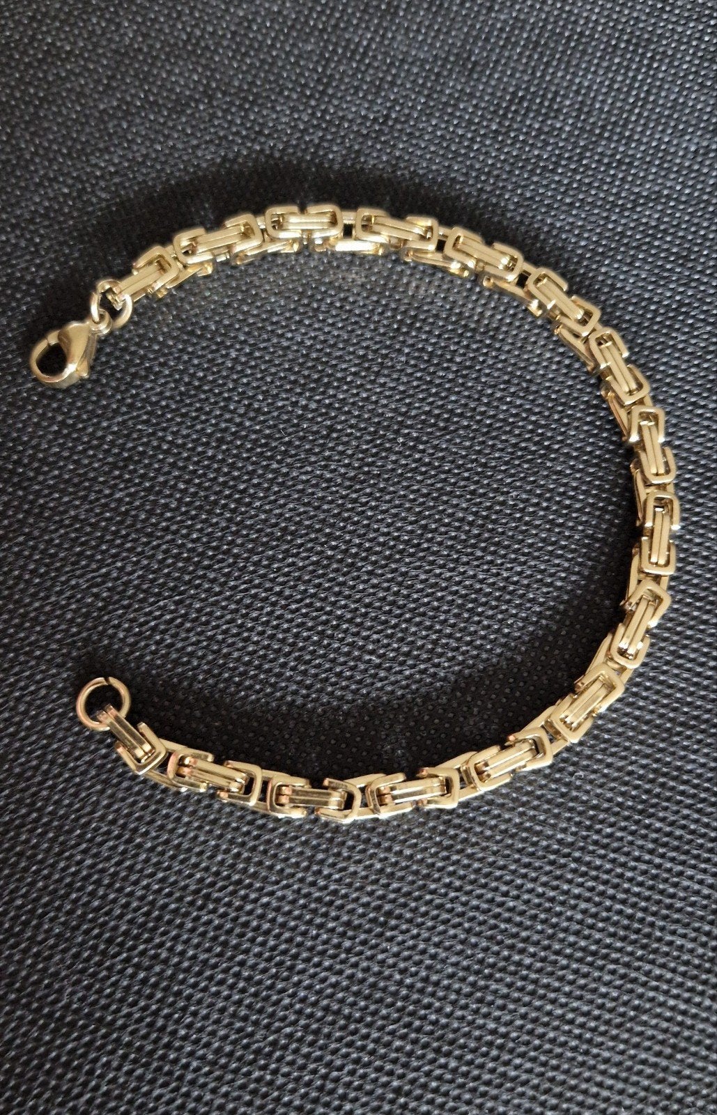Stoere Koningsarmband - 21cm, 5mm, Sieraden, Tassen en Uiterlijk, Armbanden, Ophalen of Verzenden, Nieuw, Goud, Staal