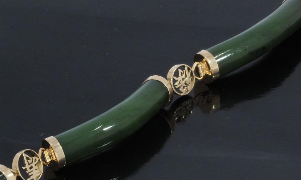 Jade nefriet luxe 14k gouden dames armband vintage fraai, Sieraden, Tassen en Uiterlijk, Antieke sieraden, Verzenden, Goud, Armband