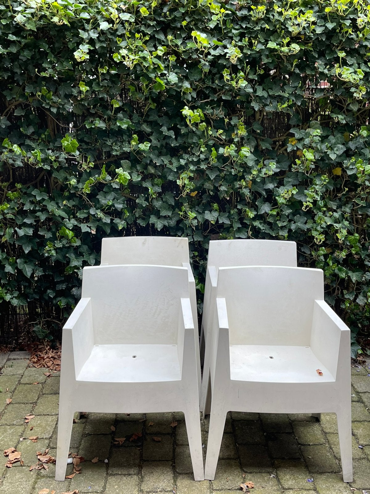 4 witte Philip Starck Driade Toy tuinstoelen, Ophalen of Verzenden, Gebruikt, Kunststof