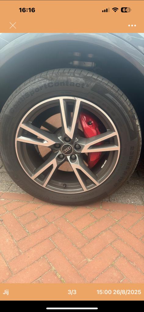 Audi 19 inch velgen met Continental zomerbanden 235/55 R19, Auto-onderdelen, Banden en Velgen, 19 inch, Gebruikt, Banden en Velgen
