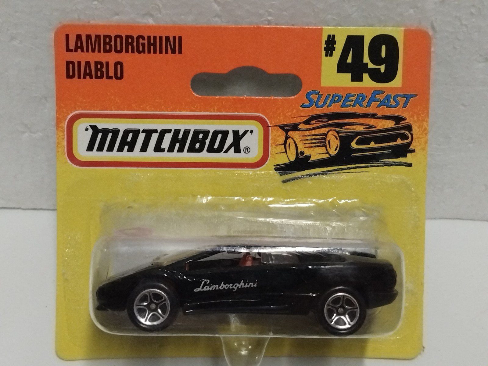 Superfast Matchbox #49 Lamborghini Diablo black zwart 3INCH, Ophalen of Verzenden, Zo goed als nieuw, Auto