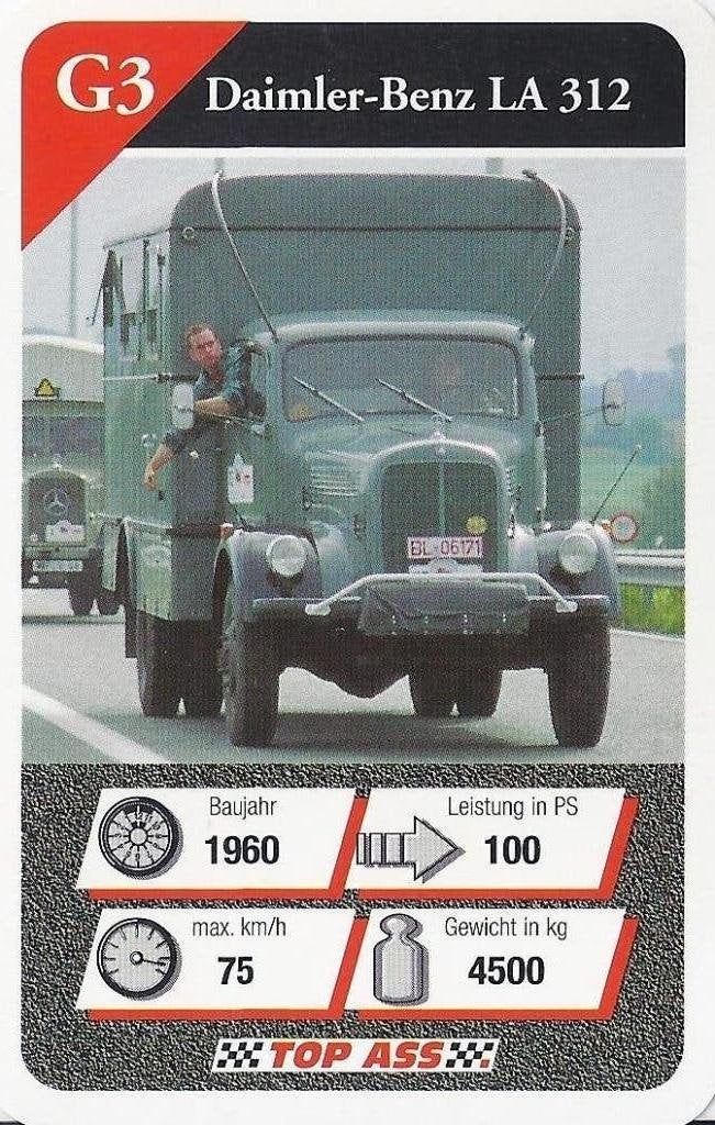 Kw2907 autokaartje daimler benz la 312 -, Ophalen of Verzenden, Zo goed als nieuw, Auto's